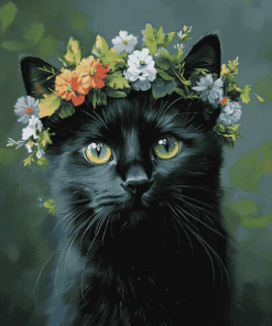 Black Cat Crowned Beauty Diamond Painting