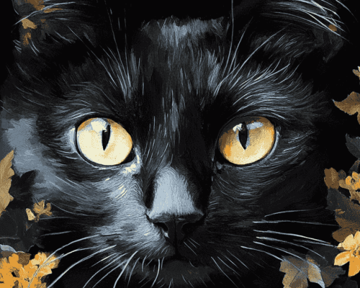 Black Cat with Green Eyes Diamond Painting