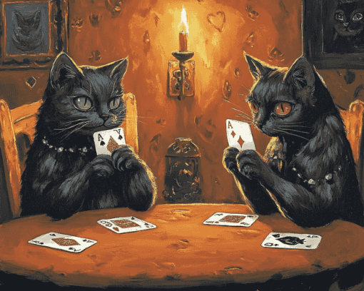 Black Cats Poker Fun Diamond Painting