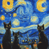 Black Cats Under Starry Nights Diamond Painting