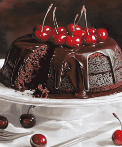 Black Cherry Dessert Diamond Painting