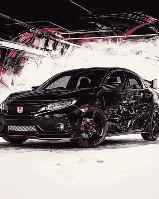 Black Civic Engines Diamond Painting