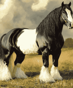 Black Clydesdale Horse Diamond Painting