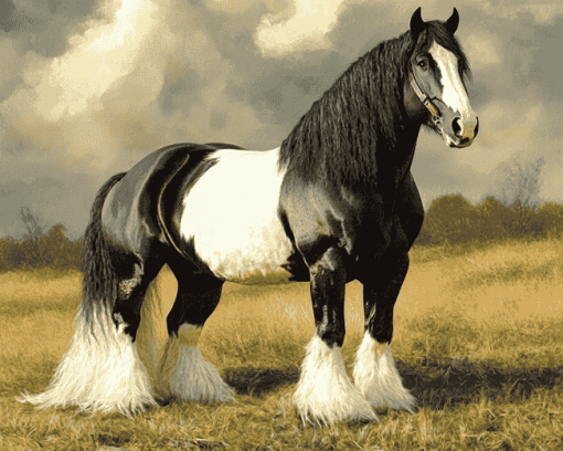 Black Clydesdale Horse Diamond Painting