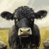 Black Cow Diamond Painting