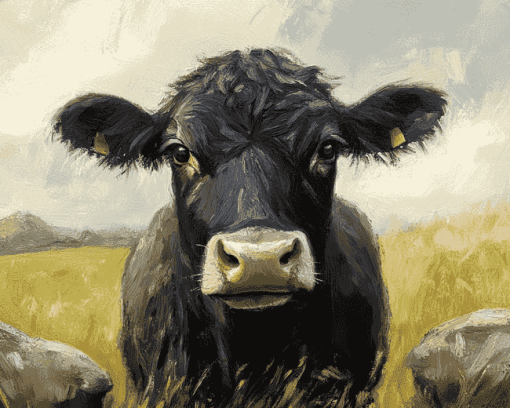 Black Cow Diamond Painting