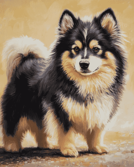 Black Finnish Lapphund Puppy Diamond Painting