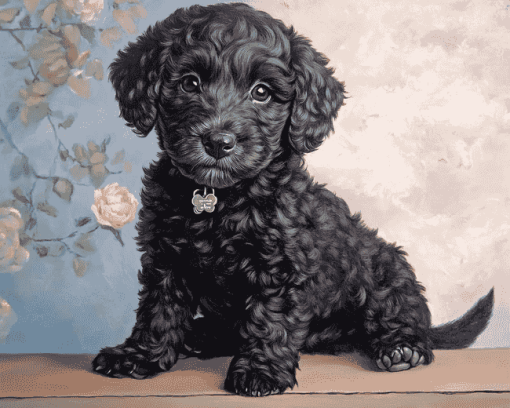 Black Goldendoodle Puppy Diamond Painting