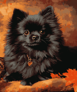 Black Pomeranian Puppy Diamond Painting