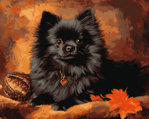 Black Pomeranian Puppy Diamond Painting