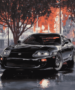 Black Toyota Supra JDM Cars Diamond Painting