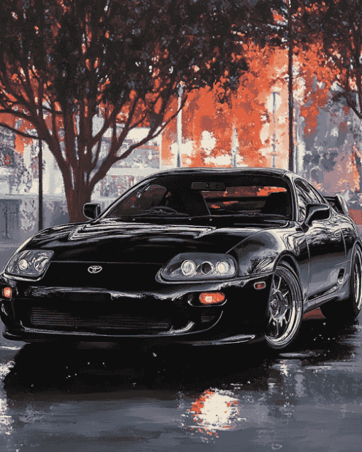 Black Toyota Supra JDM Cars Diamond Painting