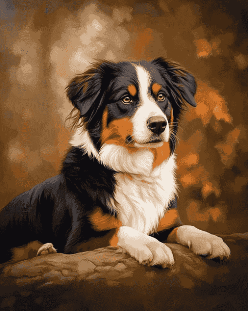 Black Tri Shepherd Dog Diamond Painting