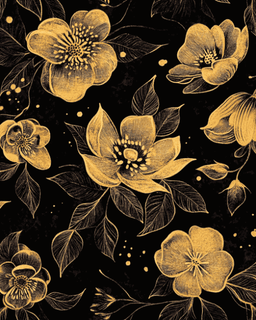 Black and Gold Floral Diamond Painting