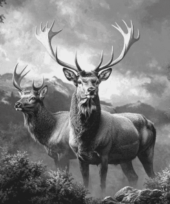 Black and White Deer Diamond Painting