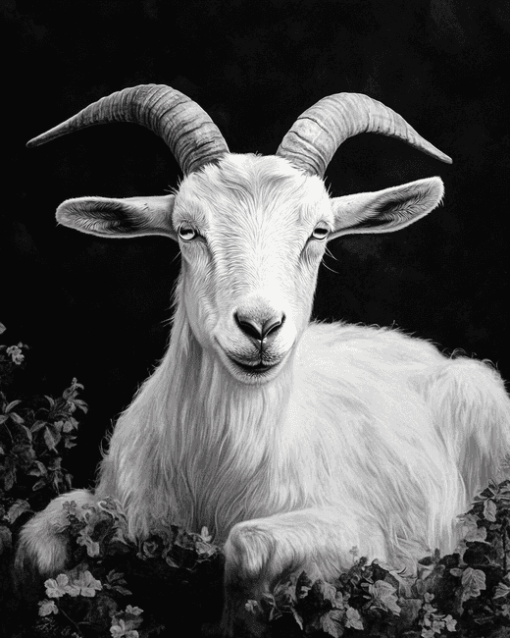 Black and White Goat Diamond Painting