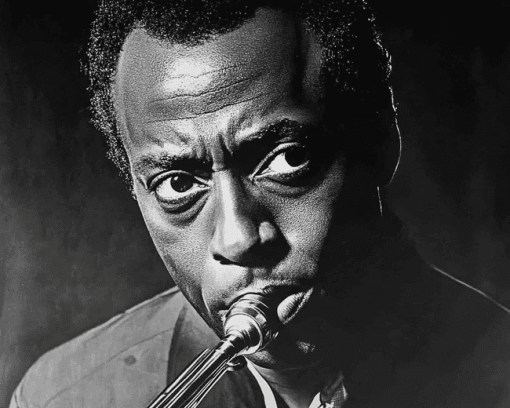 Black and White Miles Davis Diamond Painting