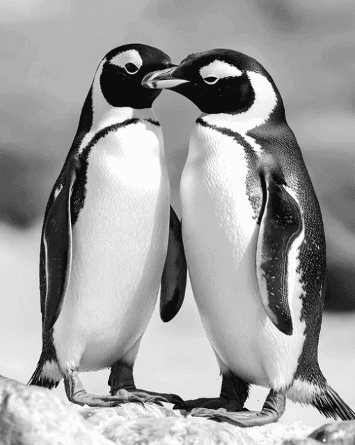 Black and White Penguin Diamond Painting