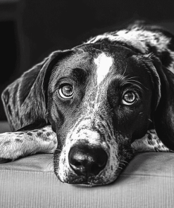 Black and White Plott Puppy Diamond Painting