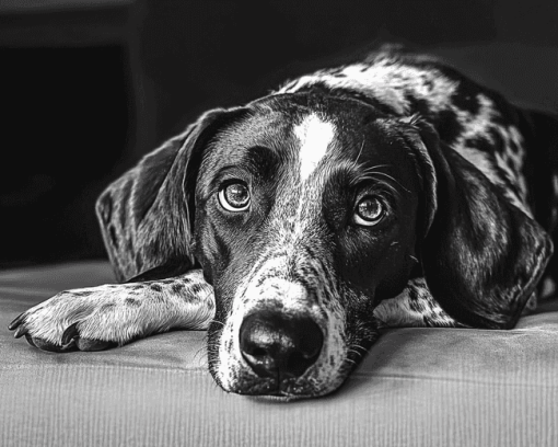 Black and White Plott Puppy Diamond Painting