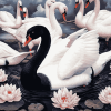 Black and White Swans Diamond Painting