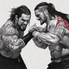 Black and White Usos Wrestling Diamond Painting