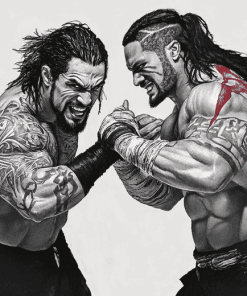 Black and White Usos Wrestling Diamond Painting