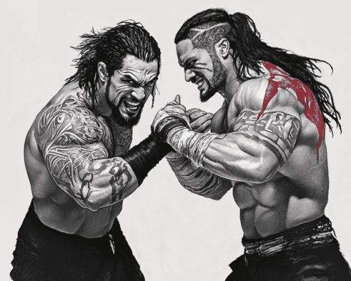 Black and White Usos Wrestling Diamond Painting