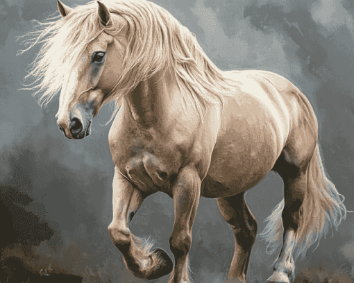 Blonde Pony Draft Horse Diamond Painting