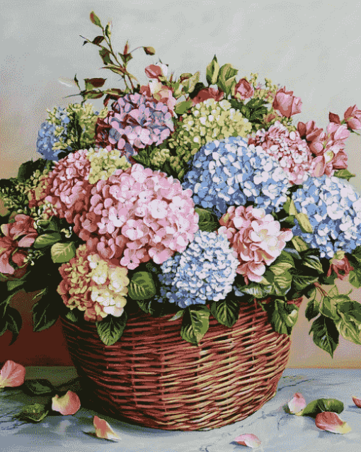 Blooming Hydrangeas and Roses Diamond Painting