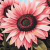 Blooming Pink Sunflowers Masterpiece Diamond Painting