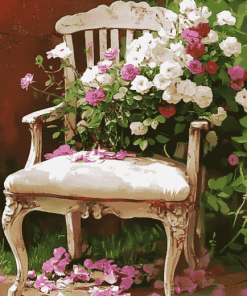 Blossoming Roses Chair Diamond Painting