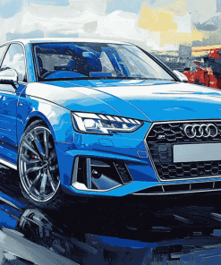 Blue Audi A4 Engines Diamond Painting