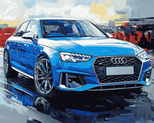 Blue Audi A4 Engines Diamond Painting