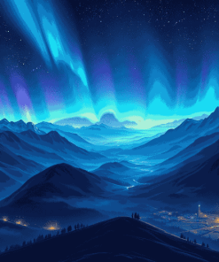 Blue Aurora Landscape Diamond Painting