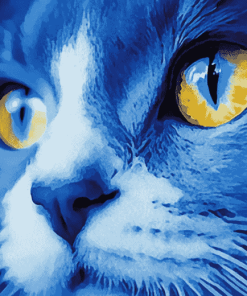 Blue Cat Abstract Diamond Painting