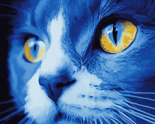 Blue Cat Abstract Diamond Painting