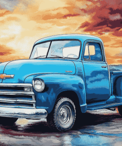 Blue Chevrolet Trucks Diamond Painting