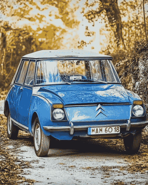 Blue Citroen Ami 8 Diamond Painting