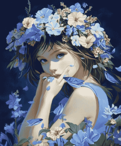 Blue Floral Fantasy Diamond Painting