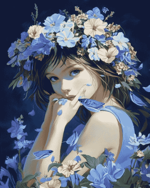 Blue Floral Fantasy Diamond Painting