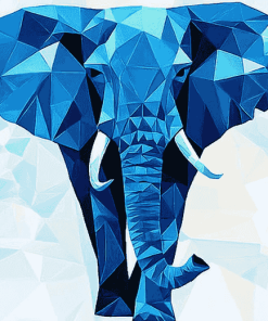 Blue Geometric Elephant Diamond Painting