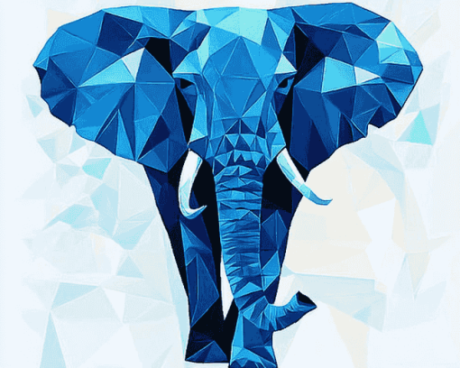 Blue Geometric Elephant Diamond Painting