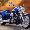 Blue Harley Davidson Three Wheeler Diamond Painting