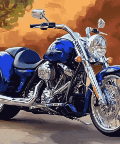 Blue Harley Davidson Three Wheeler Diamond Painting