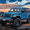 Blue Jeep Adventure Diamond Painting