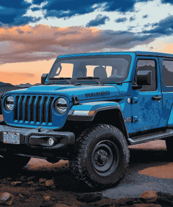 Blue Jeep Adventure Diamond Painting