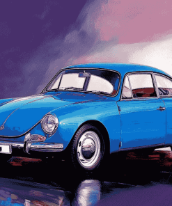 Blue Karmann Ghia Car Diamond Painting