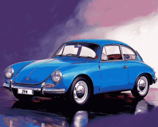 Blue Karmann Ghia Car Diamond Painting