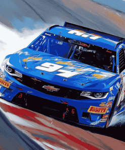 Blue Kyle Larson Racing Car Diamond Painting